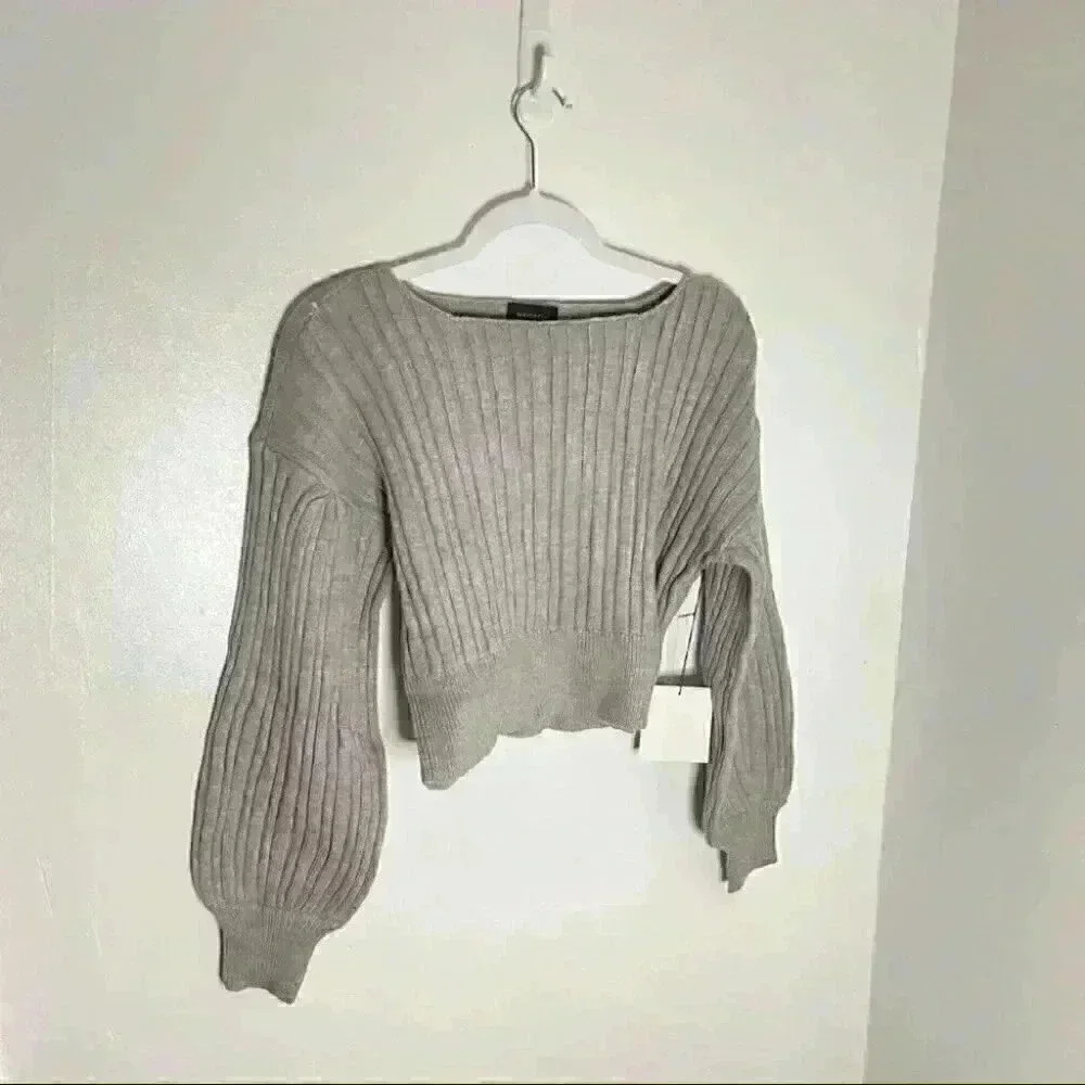 NWT Majorelle Saralyn Cropped Light Gray Sweater